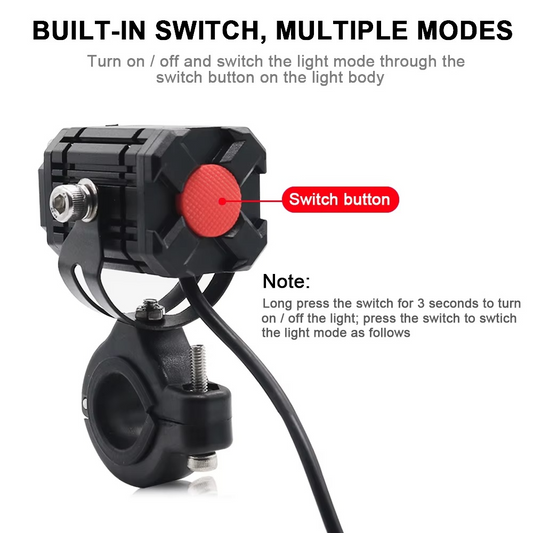 Universal Motorcycle LED Auxiliary Headlight – High/Low Beam Super Bright