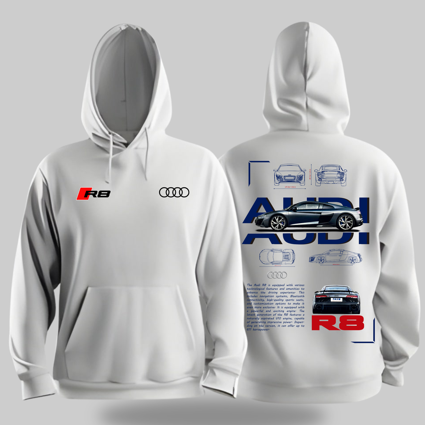 AUDI R8 White Hoodie