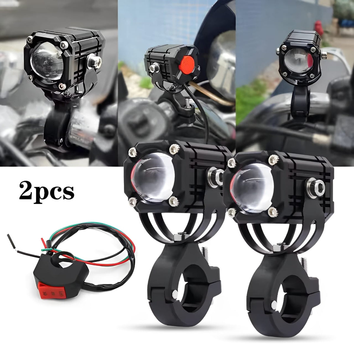 Universal Motorcycle LED Auxiliary Headlight – High/Low Beam Super Bright