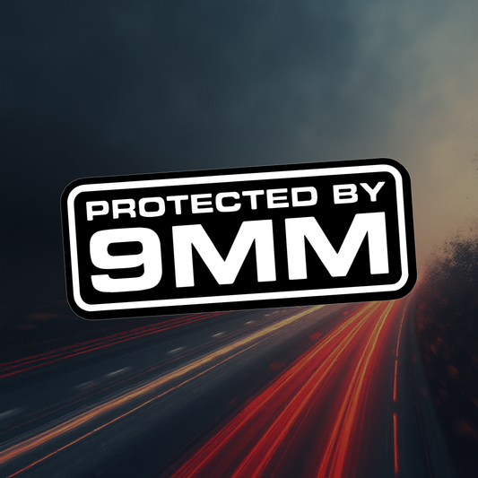 Protected by 9mm Car Sticker – Reflective Vinyl Decal – Automotive Accessories Pakistan