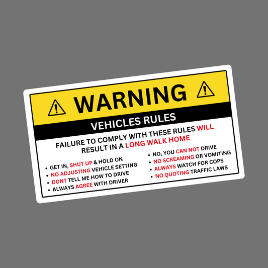 VEHICLE RULES - Sticker